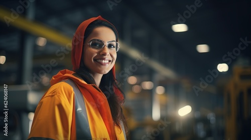 portrait of a female worker in warehouse, logistics and International export business concept