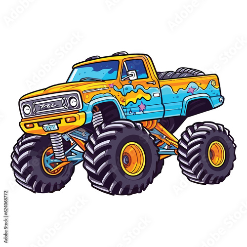 Colorful Monster Truck 2D Illustration