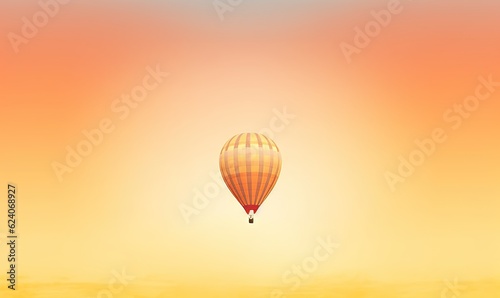  a hot air balloon flying in the sky over a field.  generative ai © Anna
