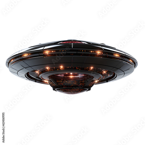 ufo alien isolated on transparent background ,futuristic ufo spaceship png ,generative ai