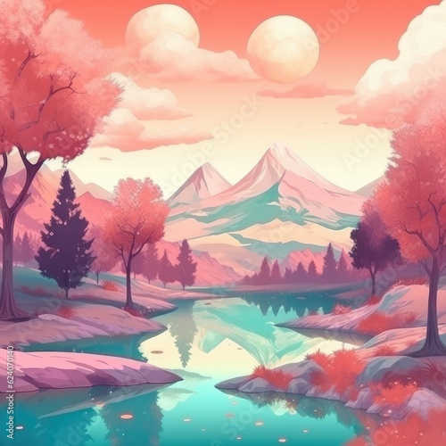 Illustrated outdoor scenery, AI generated © evening_tao
