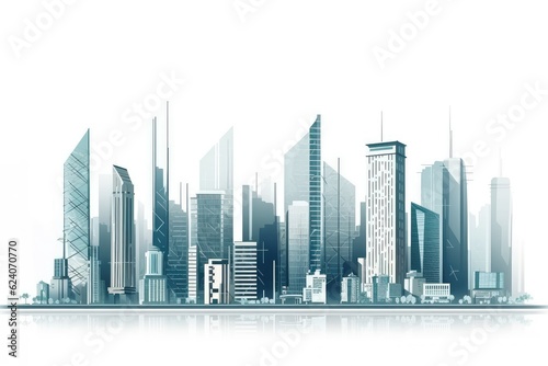 Wallpaper Mural Panoramic city illustration material in front of white background Torontodigital.ca