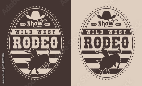 Bull rodeo vintage sticker monochrome