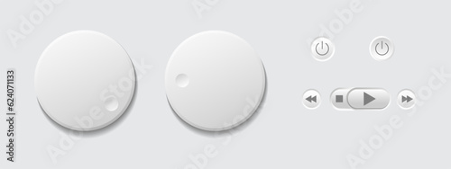 Round buttons, white and gray with shadow, 3D navigation bar for website, editable vector illustration. Vector illustration