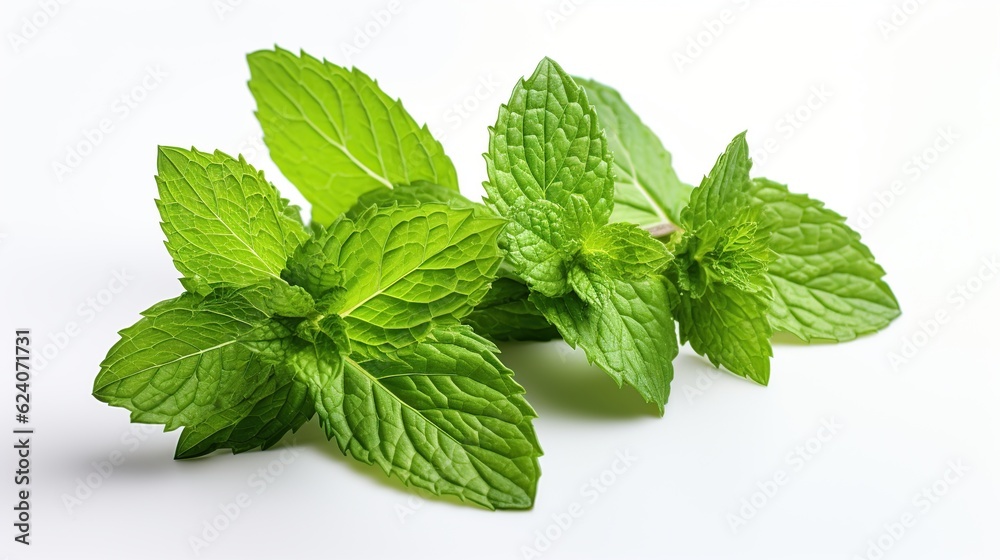 Fresh mint leaf on white background Fresh mint leaf on white background