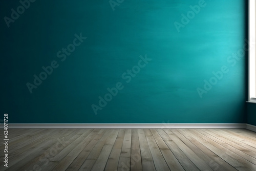 empty blue room with floor