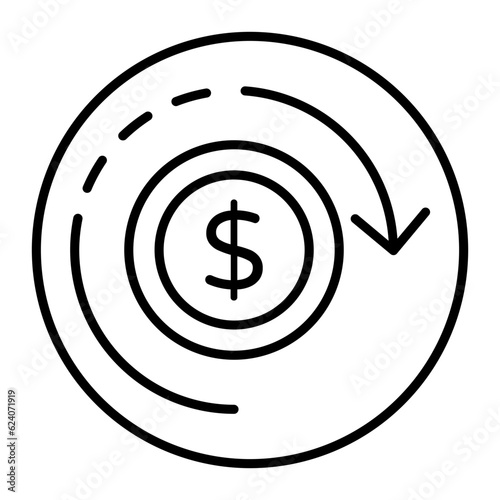 Recover Money Thin Line Icon