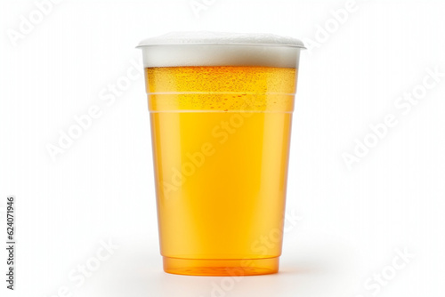 Beer, ale or lager in a plastic disposable cup Fototapeta