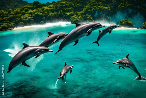 dolphins in the sea generated ai  © Creative artist1