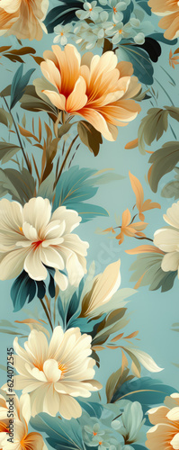 Classic Vertical Graphic Floral Wallpaper Created With Artificial Intelligence