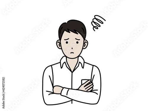 困る表情をした若い男性のイラスト