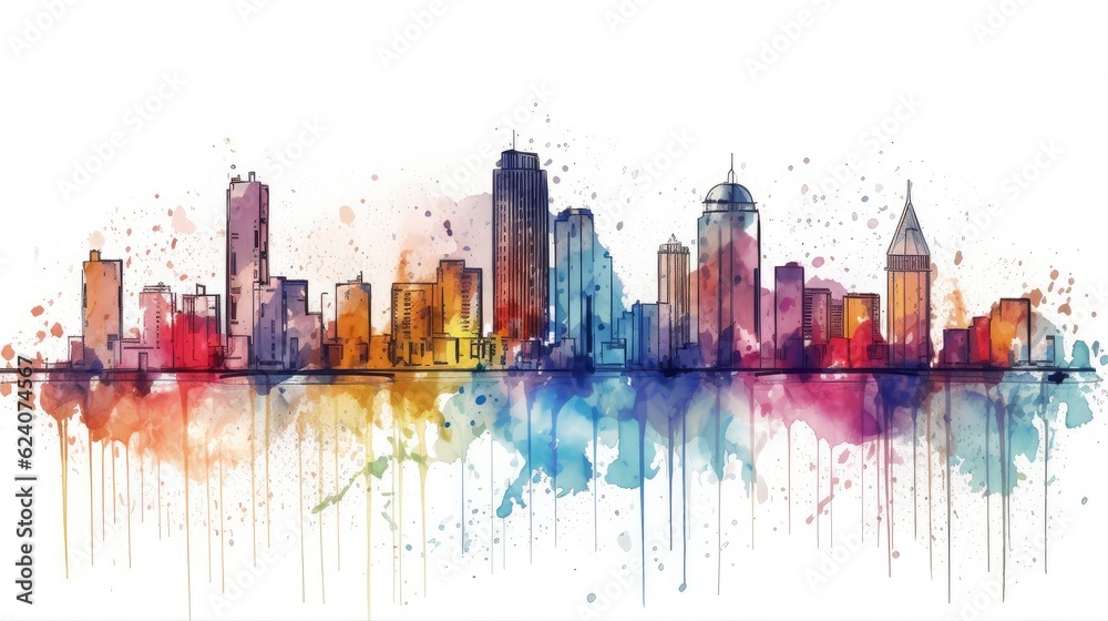 Fototapeta premium Color city horizon illustration