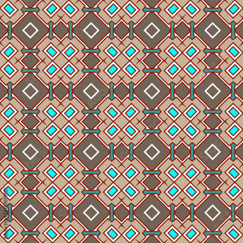 Seamless pattern in brown and beige tones with blue splashes. Vector illustration