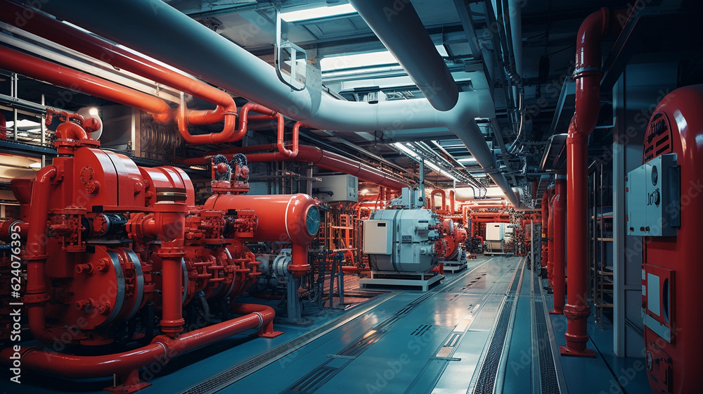 Equipment, cables and piping as found inside of a industrial power plant, Equipment, cables and piping as found inside of a industrial power plant,