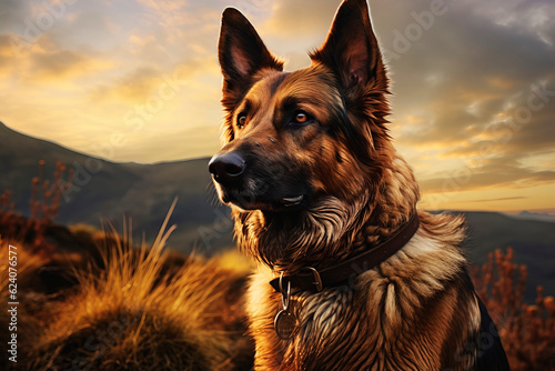 German Shepherd in nature. Generative AI