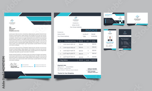 Corporate Brand Identity stationery template design. Business card, Id card, envelope, letterhead etc.