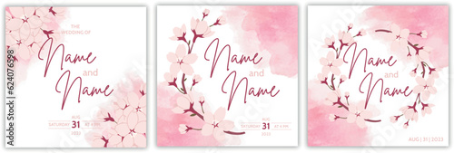 Wedding postcards with sakura