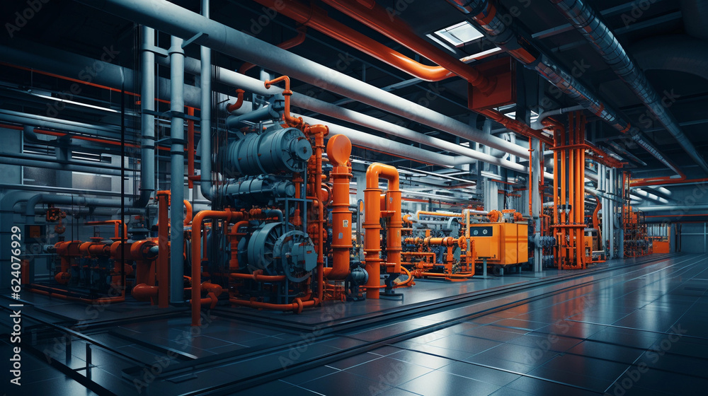 Equipment, cables and piping as found inside of a industrial power plant, Equipment, cables and piping as found inside of a industrial power plant,