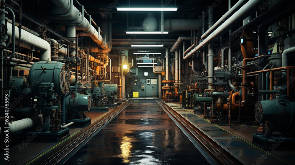 Equipment, cables and piping as found inside of a industrial power plant, Equipment, cables and piping as found inside of a industrial power plant,