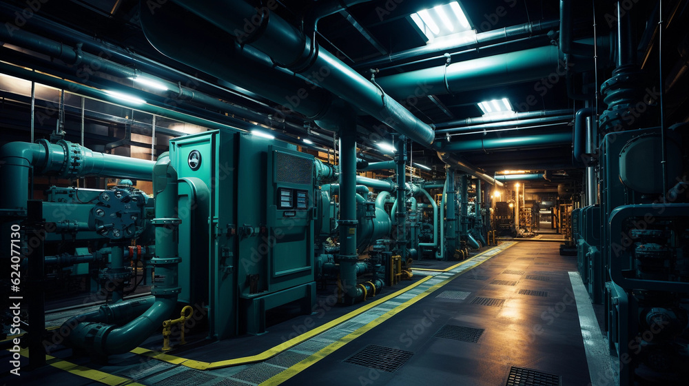 Equipment, cables and piping as found inside of a industrial power plant, Equipment, cables and piping as found inside of a industrial power plant,