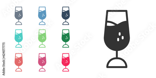 Black Wine glass icon isolated on white background. Wineglass sign. Set icons colorful. Vector