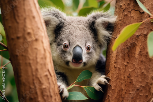 A koala on an eucaliptus tree. High quality photo