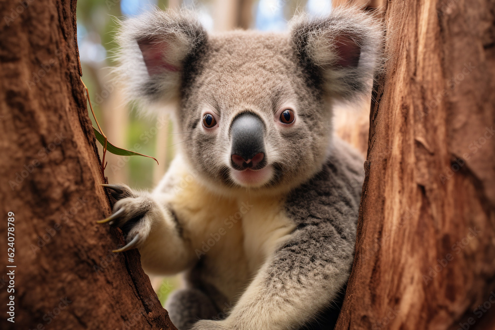 Obraz premium A koala on an eucaliptus tree. High quality photo