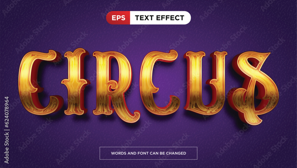 Golden circus text effect, editable luxury and rich text style Stock ...