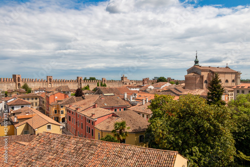 the old city of Cittadella seen from the walls that surround it.