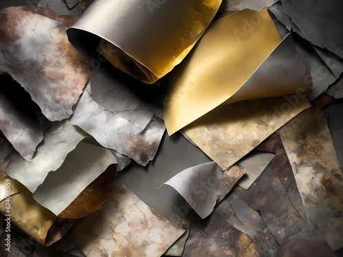 Mix it up with designs set against grungy backgrounds like old paper and aluminum foil. Image is generated with the use of an Artificial intelligence