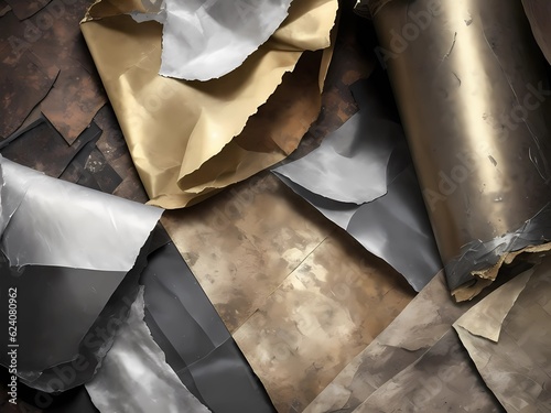 Mix it up with designs set against grungy backgrounds like old paper and aluminum foil. Image is generated with the use of an Artificial intelligence