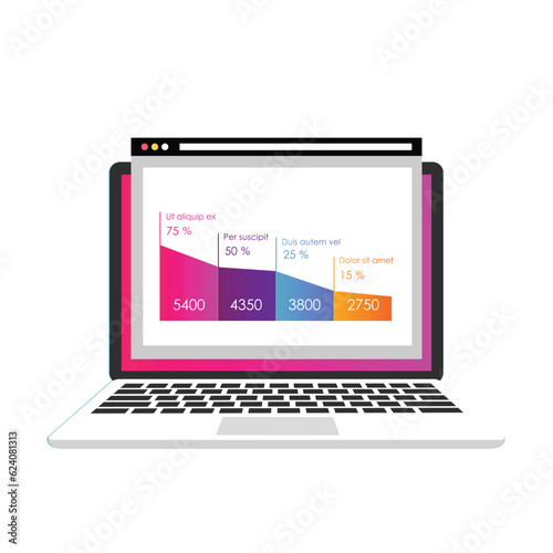 laptop pop up chart and infographic design