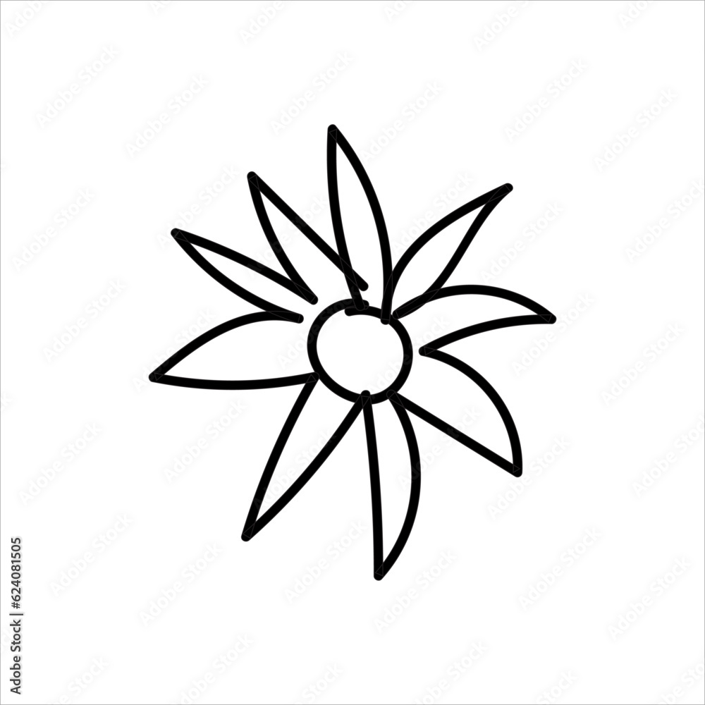 Flower illustration with isolated hand-drawn style on a white background, suitable for children to draw abstract illustrations.