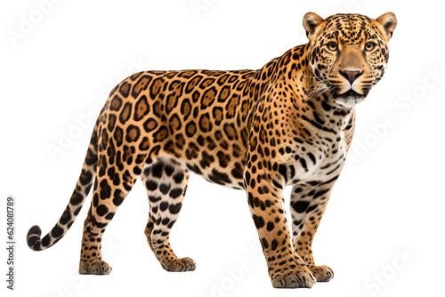 Obraz na plátne jaguar isolated on transparent background ,leopard wildcat clipart ,generative a