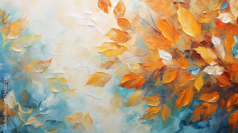 Vibrant and textured autumn leaves falling in a forest, colorful art, multicolored oil art texture pictures Generative AI Vibrant and textured autumn leaves falling in a forest, colorful art, multicolored oil art texture pictures Generative AI