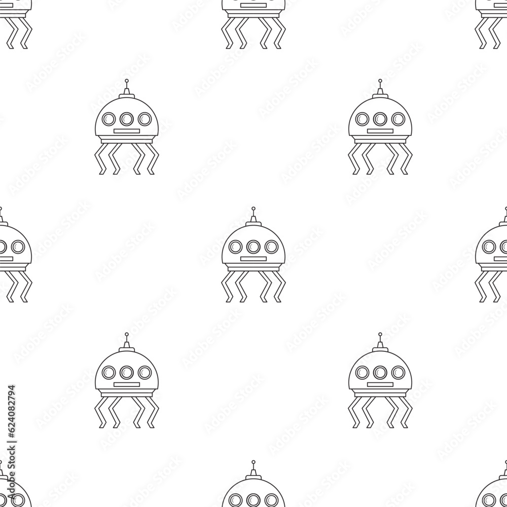 Seamless vector pattern with spaceships