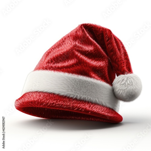 Santa Claus hat isolated on white background. Generative AI