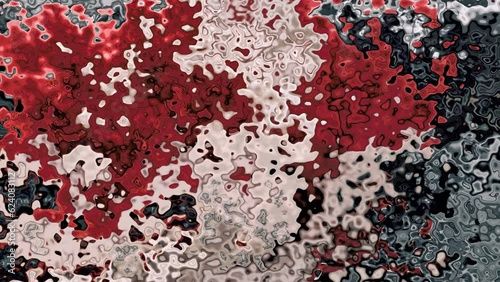 abstract animated twinkling stained background full HD seamless loop video - watercolor splotch liquid effect - color black red white pink grey