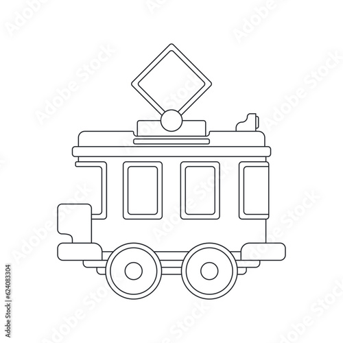 Line vector icon with toys vintage tram. Engaging and interactive toys that spark creativity and imagination. Designed for kids. Encourage playtime and ignite the joy of discovery with popular toys.