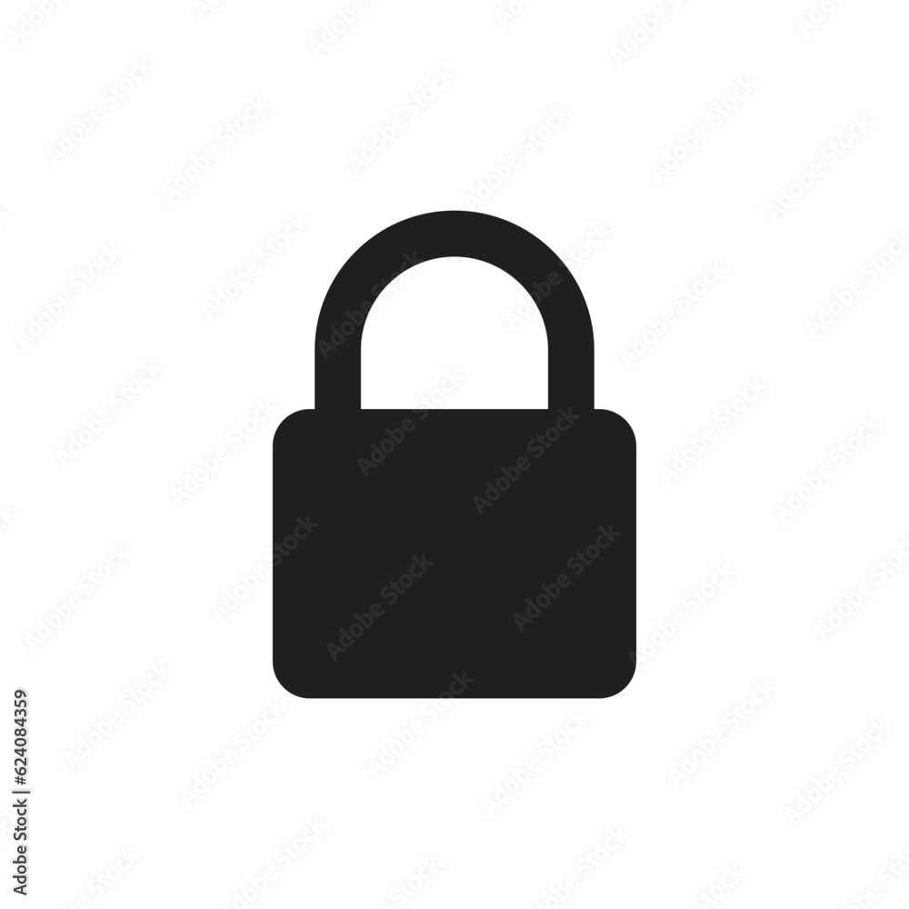 Flat simple black lock padlock icon background Flat simple black lock padlock icon background