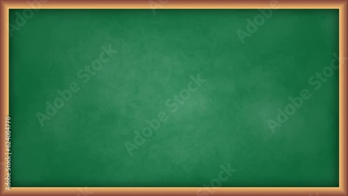 green chalkboard frame with looping texture animation, back to school concept, suitable for video explainer , 4K motion