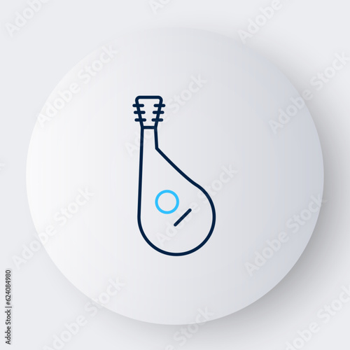 Line Ukrainian traditional musical instrument bandura icon isolated on white background. Colorful outline concept. Vector
