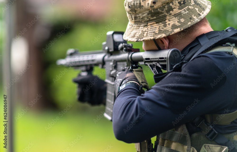 Close-up of a rifle scope