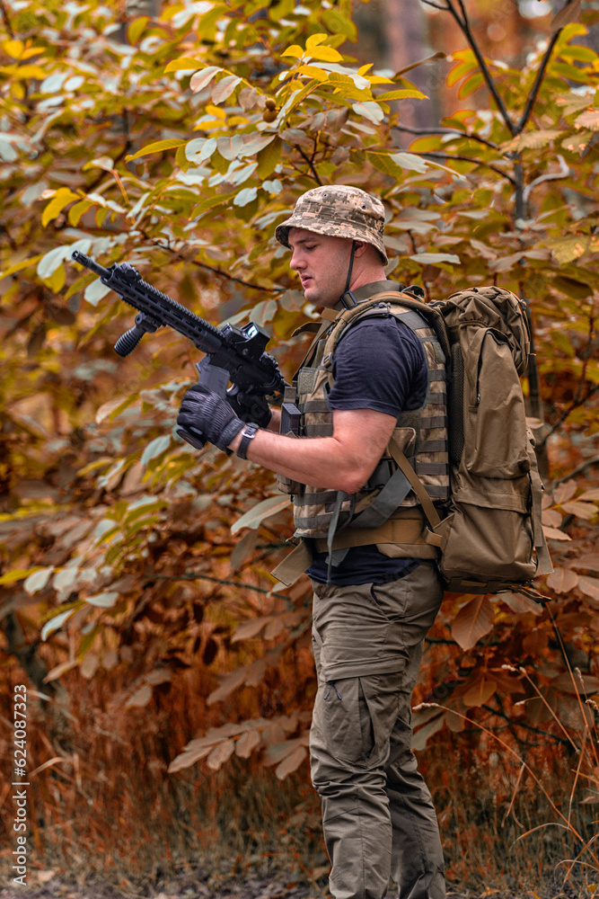 Soldier checking for ammo
