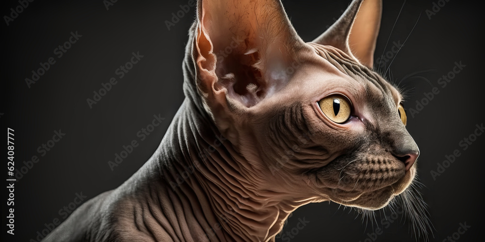 Portrait of a Sphynx cat. Close-up.