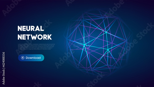 Neural network abstract technology science background. Human brain technology concept design. Mind concept. Cloud network vector illustration.