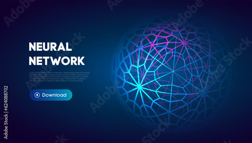 Neural network abstract technology science background. Human brain technology concept design. Mind concept. Cloud network vector illustration.