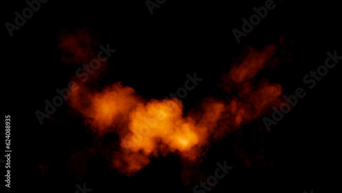 Burning fire burst infernal effect, isolated - object 3D illustration