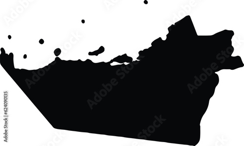 Silhouette map of Abu Dhabi United Arab Emirates with transparent background.