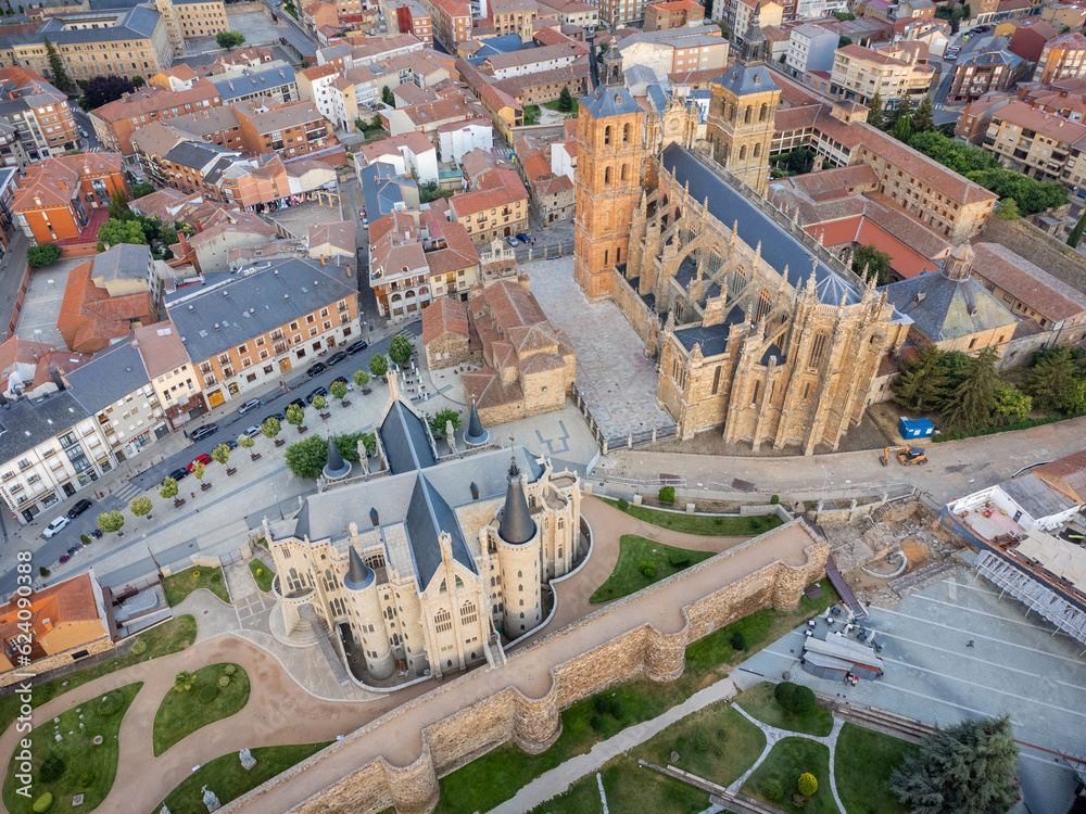 Castilian Charm - Unveiling the Cathedral and Episcopal Palace of Astorga during Summer in Spain